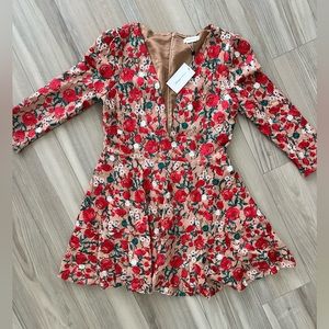 Lovers & Friends Vira Floral Embroidered Dress Large